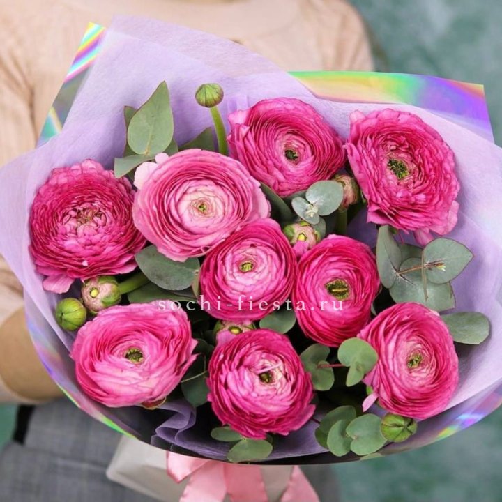 Ранункулюсы с эвкалиптом №2 в Тамбове