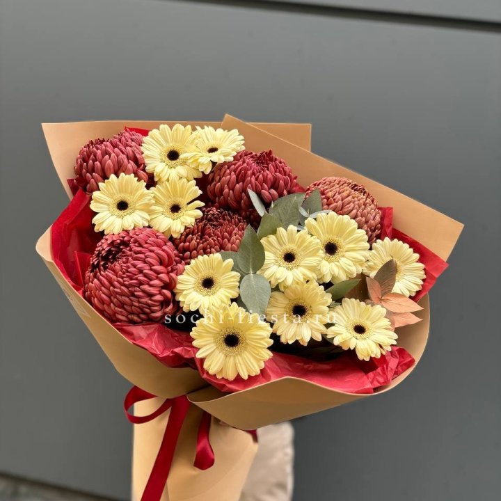 Букет гербер и хризантем Бигуди в Тамбове