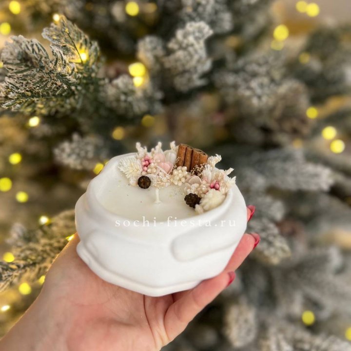 Свеча ароматическая в гипсе Руки с корицей в Тамбове