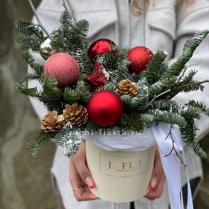 Новогодняя композиция в коробке ред в Тамбове