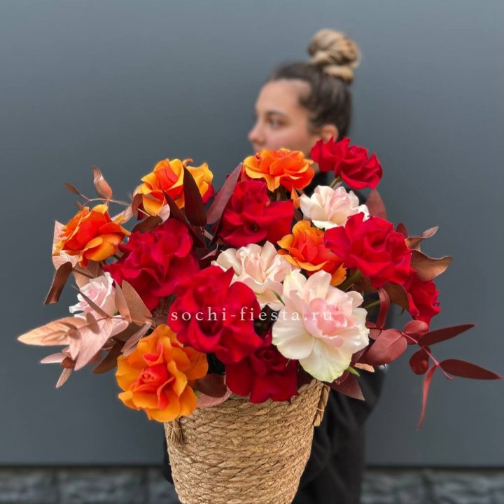 Авторский бокс "Роксана" в джутовом кашпо в Тамбове