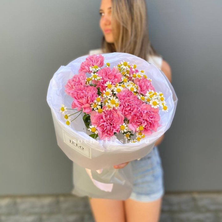 Дуобукет диантусов и ромашек в Тамбове