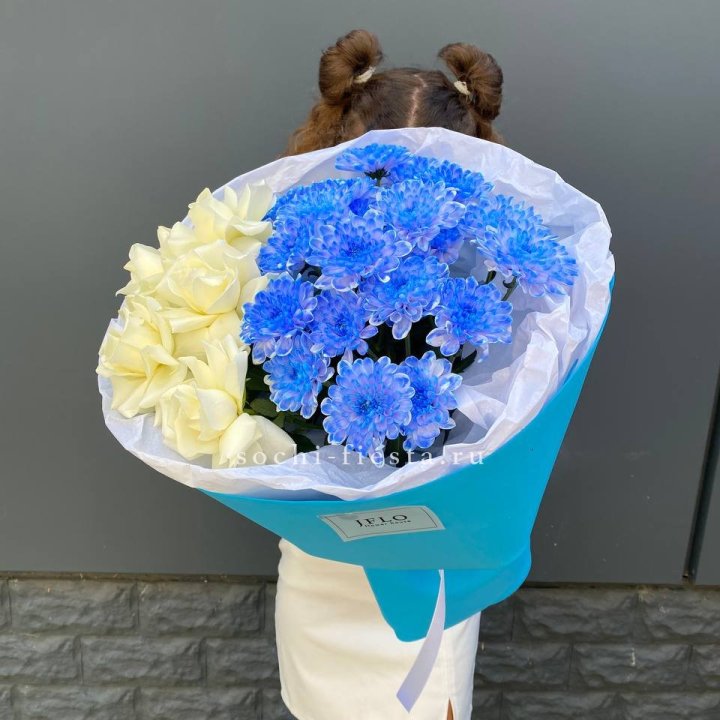 Дуо букет розы и хризантема в Тамбове