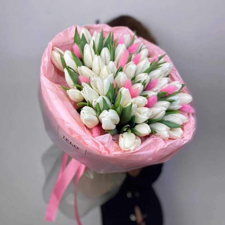 51 белый тюльпан "Рози" в Тамбове