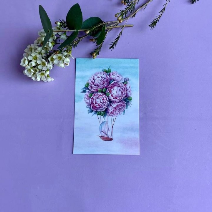 Открытка к букету "Пион" в Тамбове