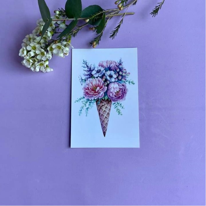 Открытка к букету "Цветочно-кремовый" в Тамбове