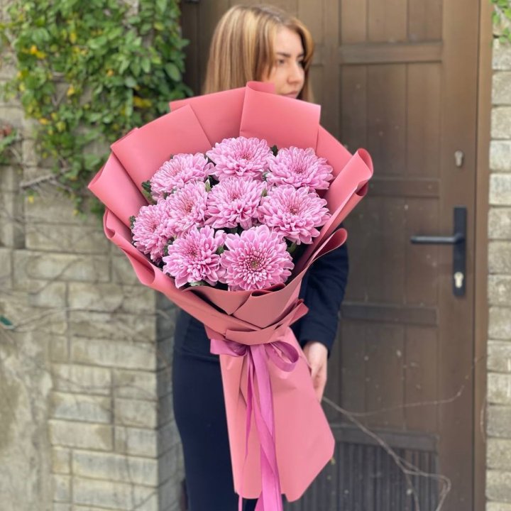 Букет хризантем розовый в Тамбове