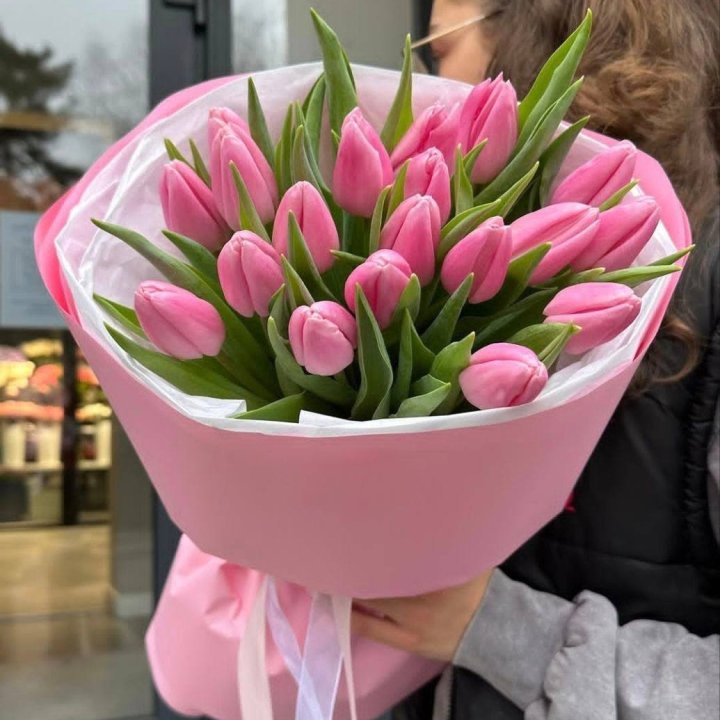  19 розовых тюльпанов в Тамбове