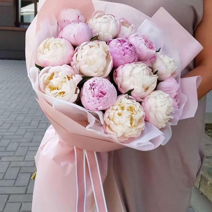 Букет пионов "Маршмелоу" в Тамбове