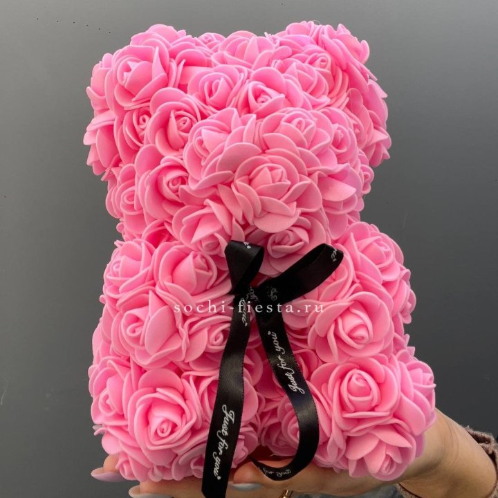 Игрушка медведь из розовых роз в Тамбове