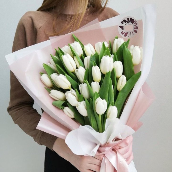 Букет белых тюльпанов "Моника" в Тамбове