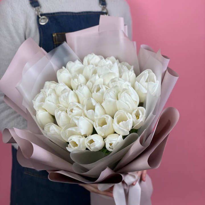 Букет белых тюльпанов "Пур-пур" в Тамбове